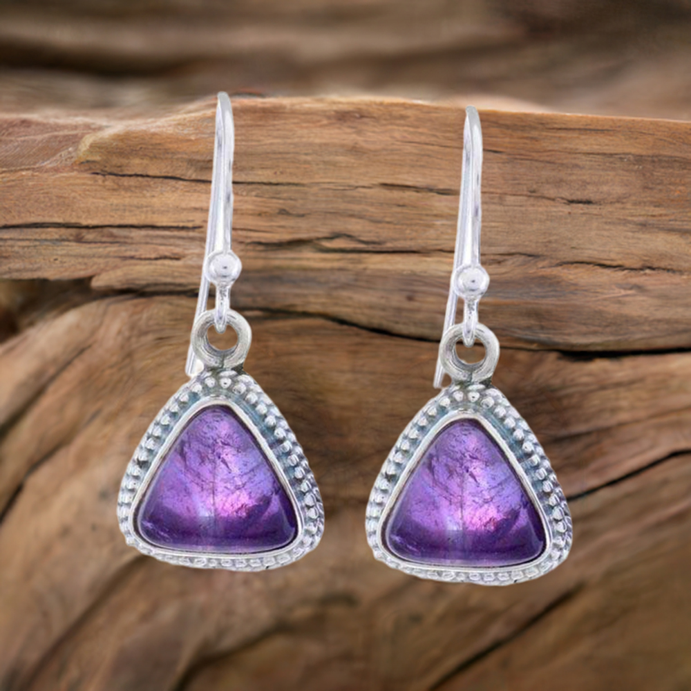 Genuine Amethyst Gemstone Earrings In 925 Sterling Silver Jewelry 925SE1194