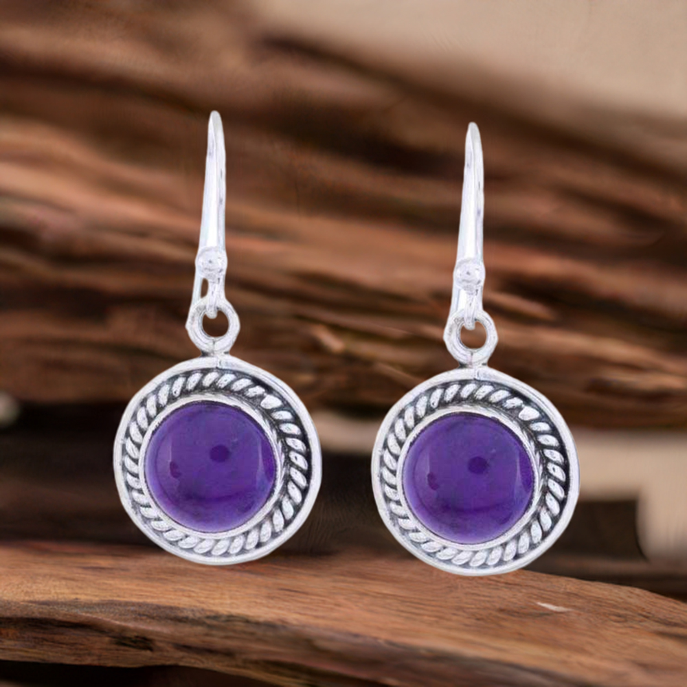 Natural Amethyst Gemstone Earrings In 925 Sterling Silver Jewelry 925SE1195