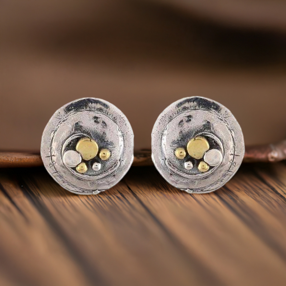 925 Sterling Silver Plain Tow Tone Earring Jewelry 925SE1196