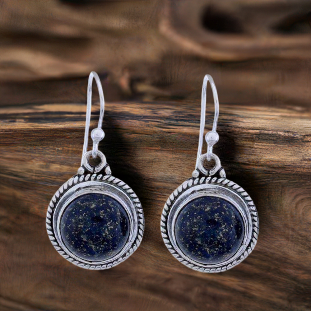 Natural Lapis Gemstone Earrings In 925 Sterling Silver Jewelry 925SE1198