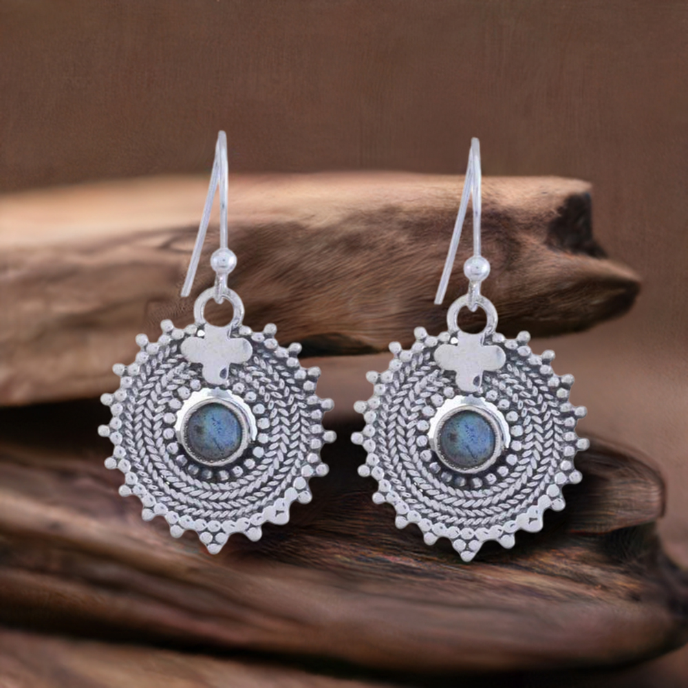 Natural Labradorite Gemstone Earrings In 925 Sterling Silver Jewelry 925SE1201