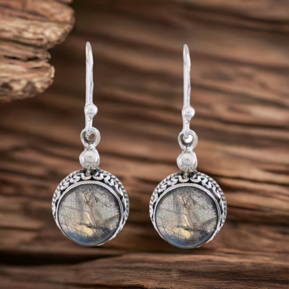 Genuine Labradorite Gemstone Earrings In 925 Sterling Silver Jewelry 925SE1203
