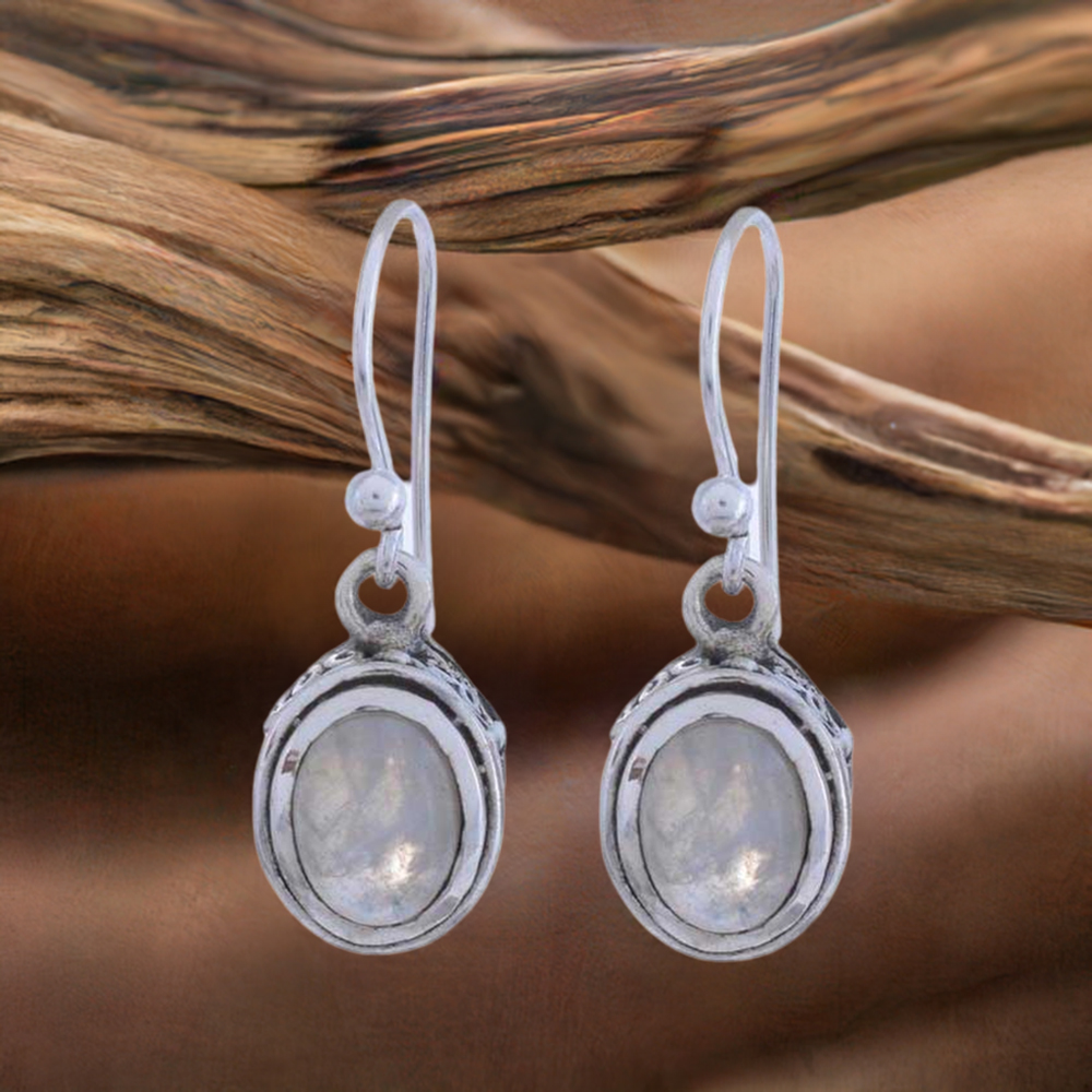 925 Sterling Silver Earrings In Rainbow Moonstone Jewelry 925SE1204