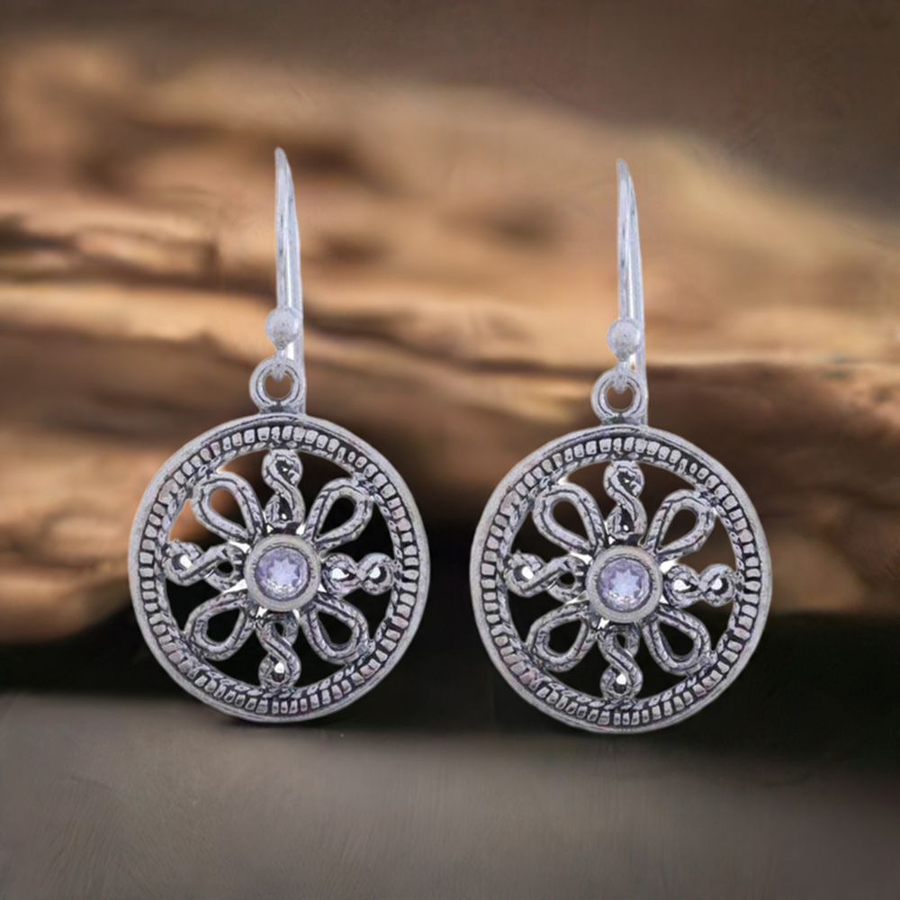 925 Sterling Silver Handmade Earrings In Blue Topaz Gemstone Jewelry 925SE1209