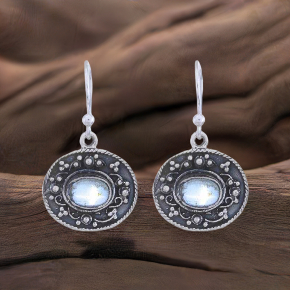 925 Sterling Silver Handmade Earrings In Blue Topaz Gemstone Jewelry 925SE1210