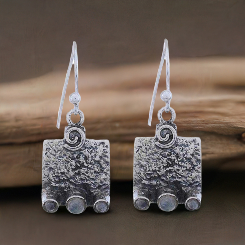 925 Sterling Silver Handmade Earrings In Rainbow Moonstone Jewelry 925SE1211