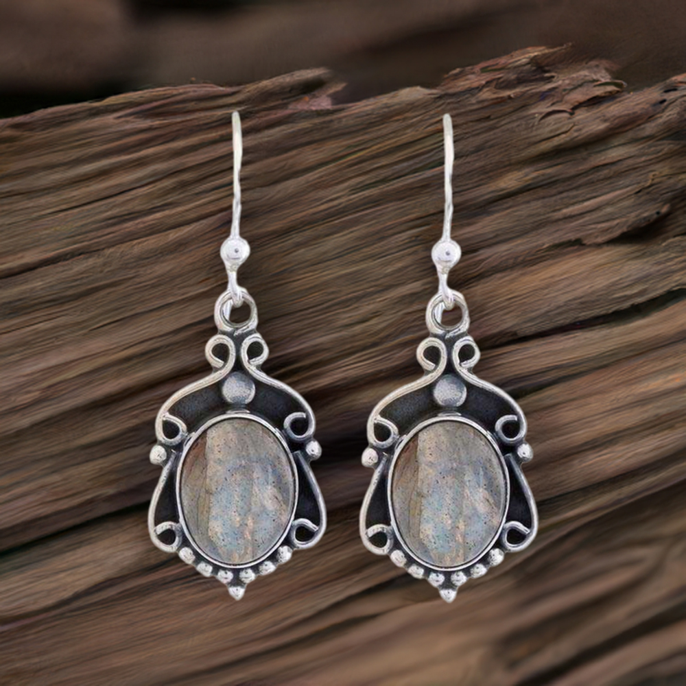 925 Sterling Silver Earrings In Labradorite Gemstone Jewelry 925SE1214