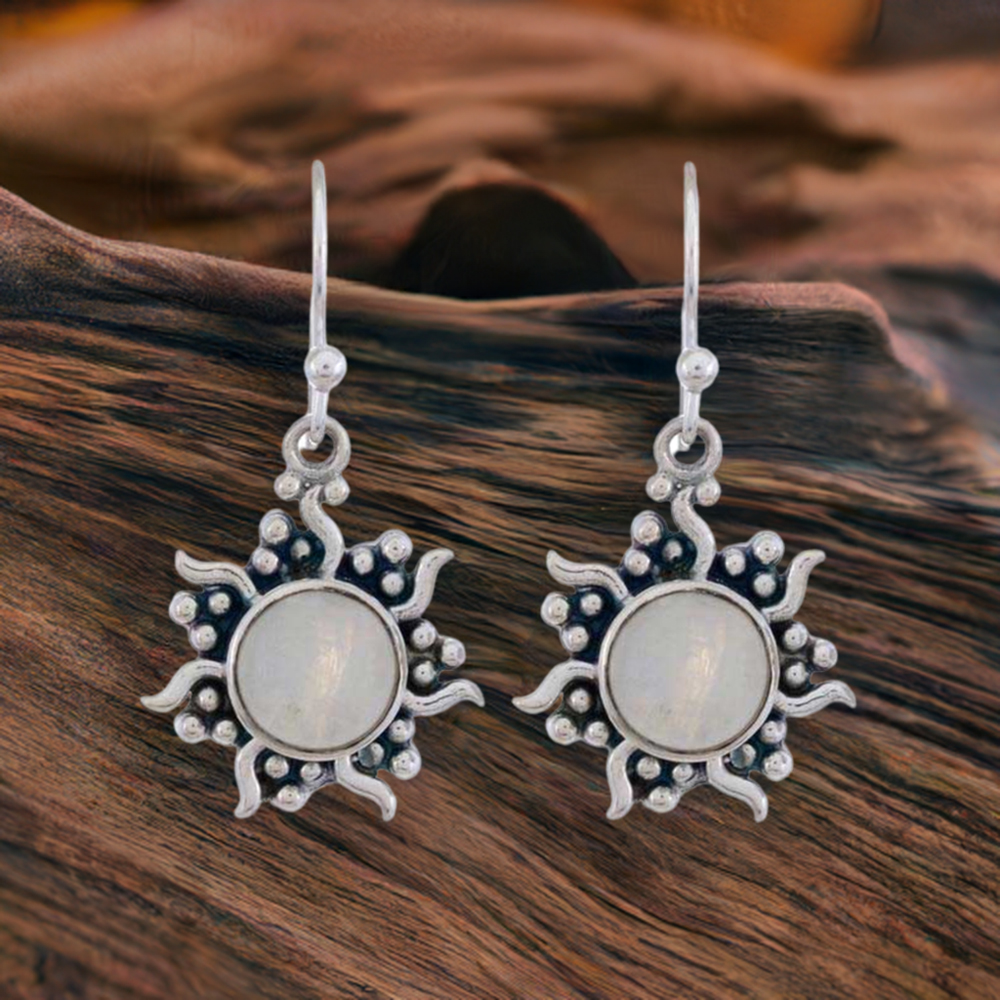 925 Sterling Silver Earrings In Rainbow Moonstone Jewelry 925SE1215
