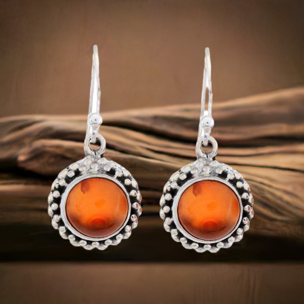 925 Sterling Silver Earrings In Carnelian Gemstone Jewelry 925SE1217