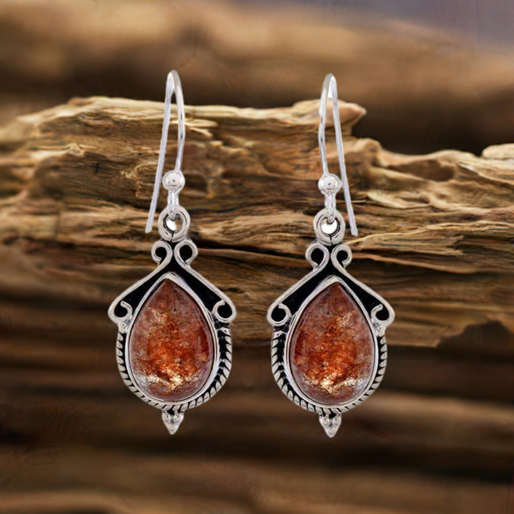 925 Sterling Silver Handmade Earrings In Strawberry Quartz Gemstone Jewelry 925SE1219