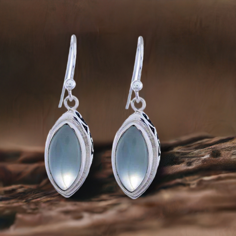 925 Sterling Silver Handmade Earrings In Chalcedony Gemstone Jewelry 925SE1220