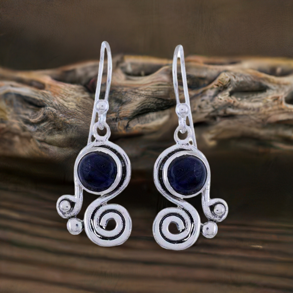 925 Sterling Silver Earrings In Lapis Gemstone Jewelry 925SE1223