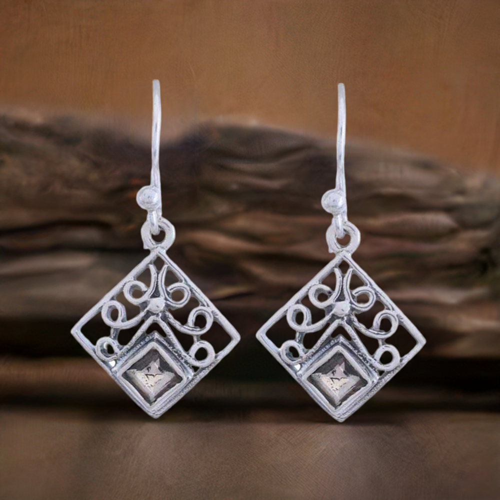 925 Sterling Silver Handmade Earrings In Amethyst Gemstone Jewelry 925SE1230