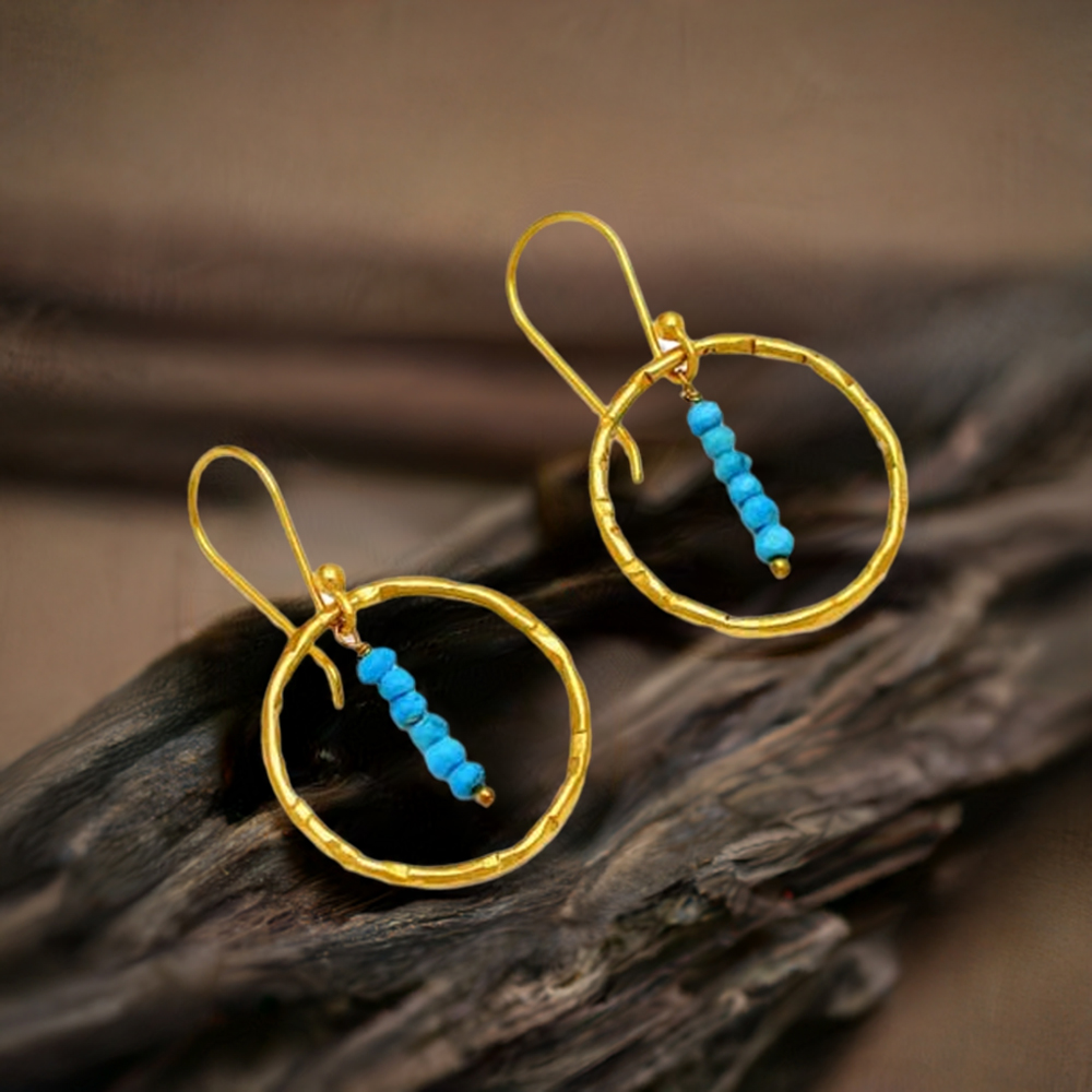 Fine 925 Sterling Silver Earrings In Natural Turquoise Gemstone 925SE1244