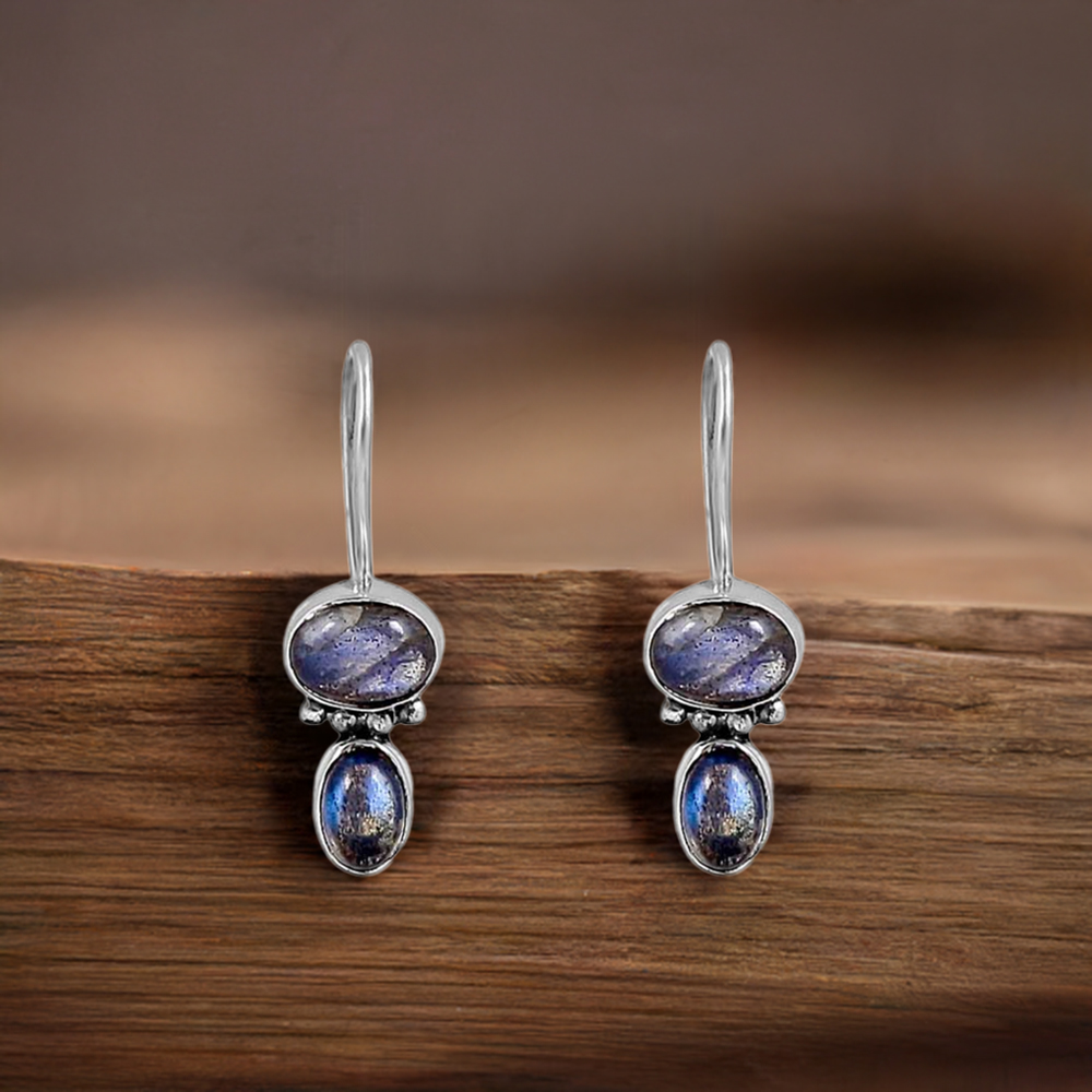 Natural Labradorite Gemstone Earring In 925 Sterling Silver Jewelry 925SE125