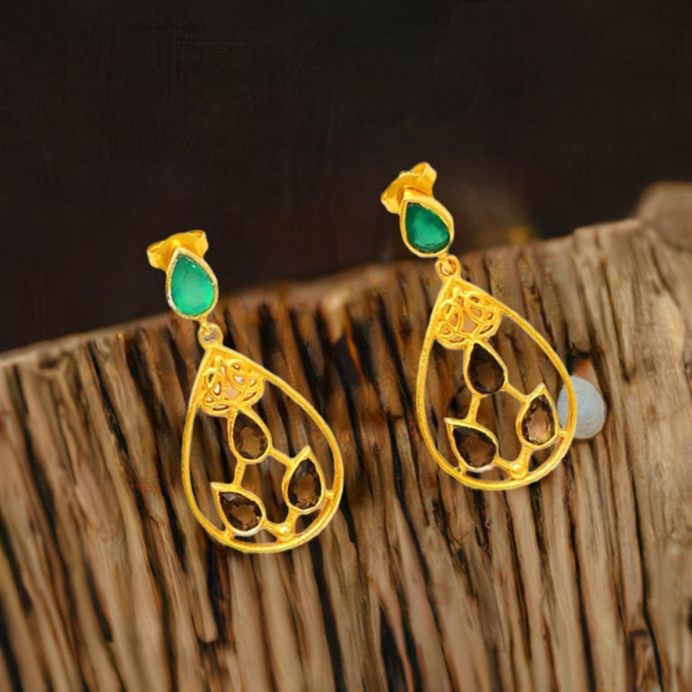 Genuine Multi Gemstone Earrings In 925 Sterling Silver Jewelry 925SE1279