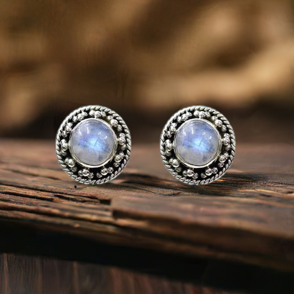 Genuine Rainbow Moonstone Earrings In 925 Sterling Silver Jewelry 925SE1282