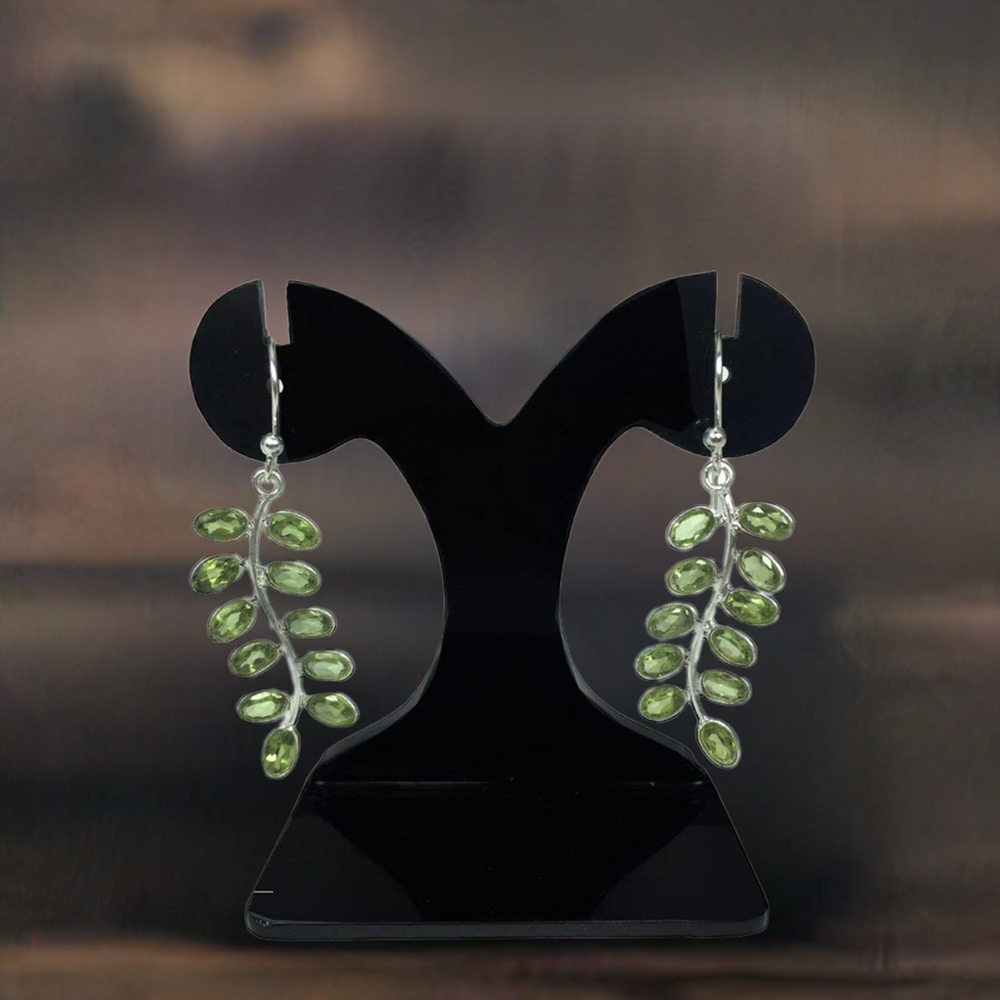 925 Sterling Silver Earrings In Peridot Gemstone Jewelry 925SE1285