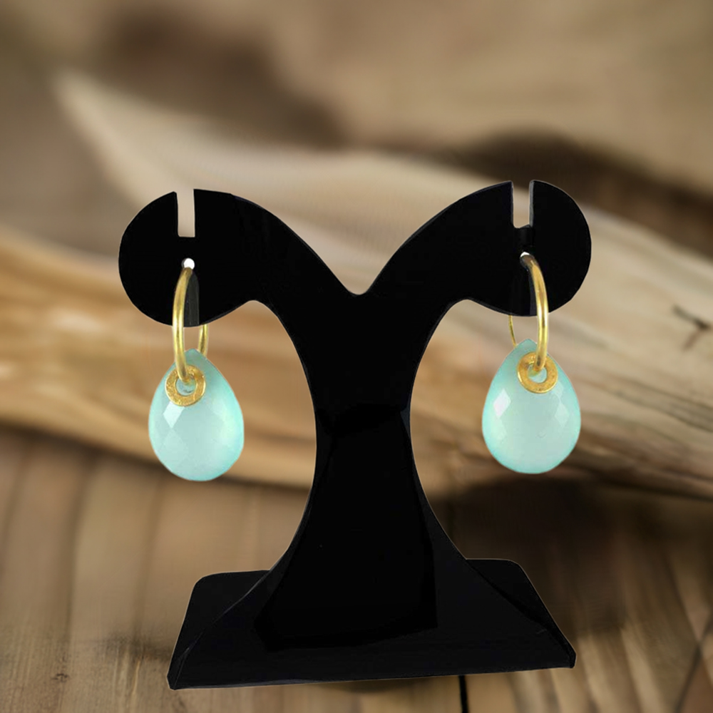 925 Sterling Silver Handmade Earrings In Chalcedony Gemstone Jewelry 925SE1289