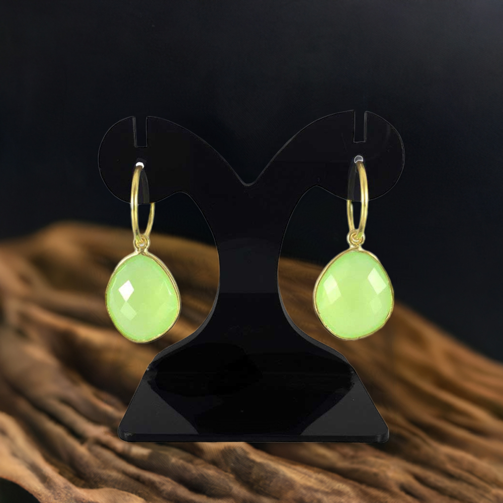 925 Sterling Silver Handmade Earrings In Prehnite Gemstone Jewelry 925SE1298