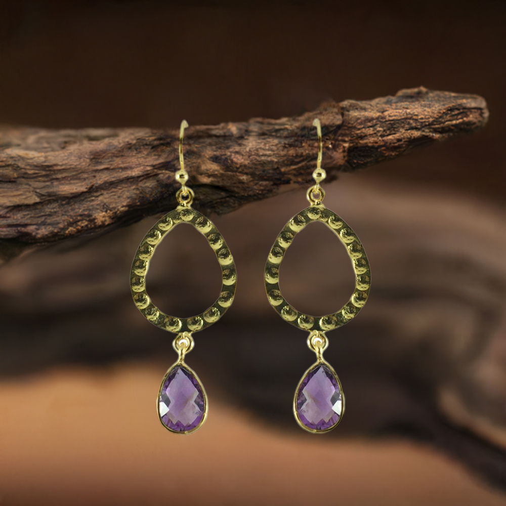 925 Sterling Silver Handmade Earrings In Amethyst Gemstone Jewelry 925SE1299