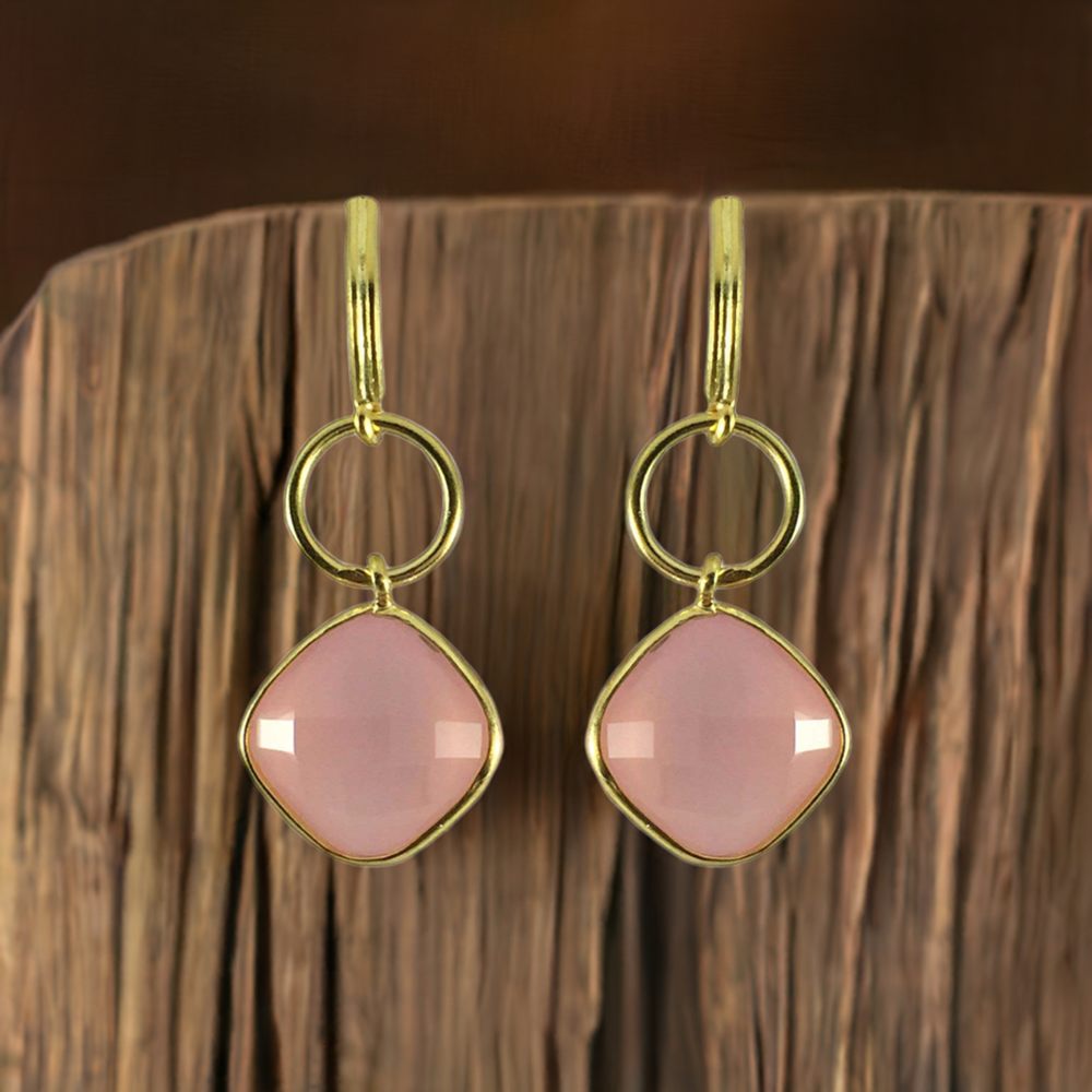 925 Sterling Silver Handmade Earrings In Chalcedony Gemstone Jewelry 925SE1301