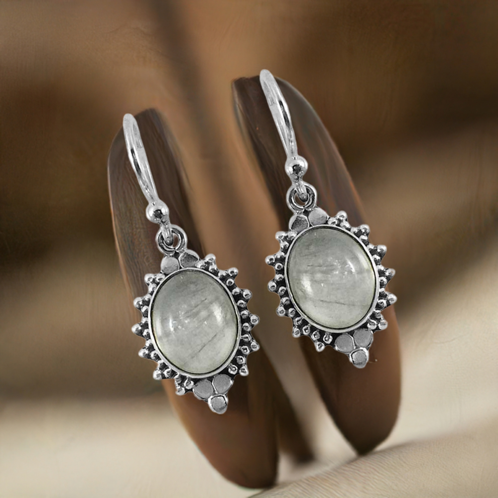 925 Sterling Silver Handmade Earrings In Rutile Gemstone Jewelry 925SE1309