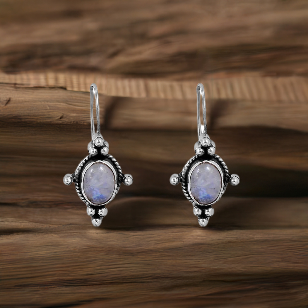 Rainbow Moonstone Earring In 925 Sterling Silver Jewelry 925SE131