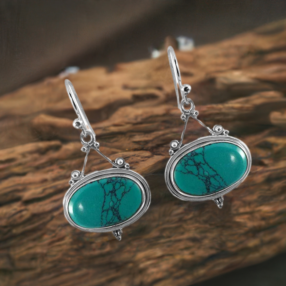 925 Sterling Silver Handmade Earrings In Turquoise Gemstone Jewelry 925SE1310