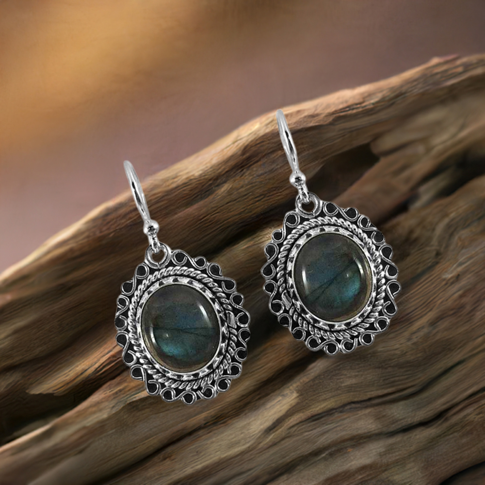 925 Sterling Silver Handmade Earrings In Labradorite Gemstone Jewelry 925SE1311