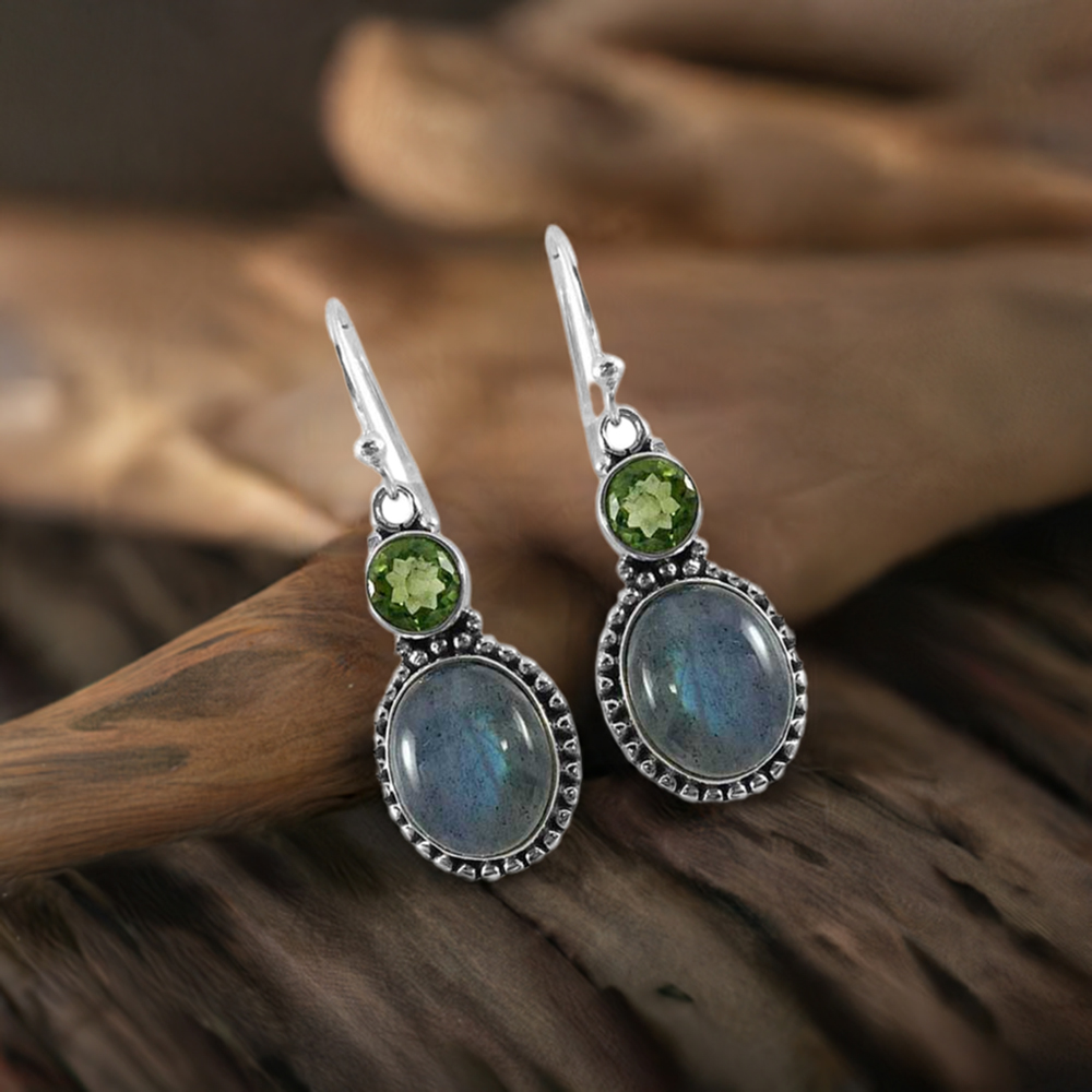 925 Sterling Silver Handmade Earrings In Multi Gemstone Jewelry 925SE1312