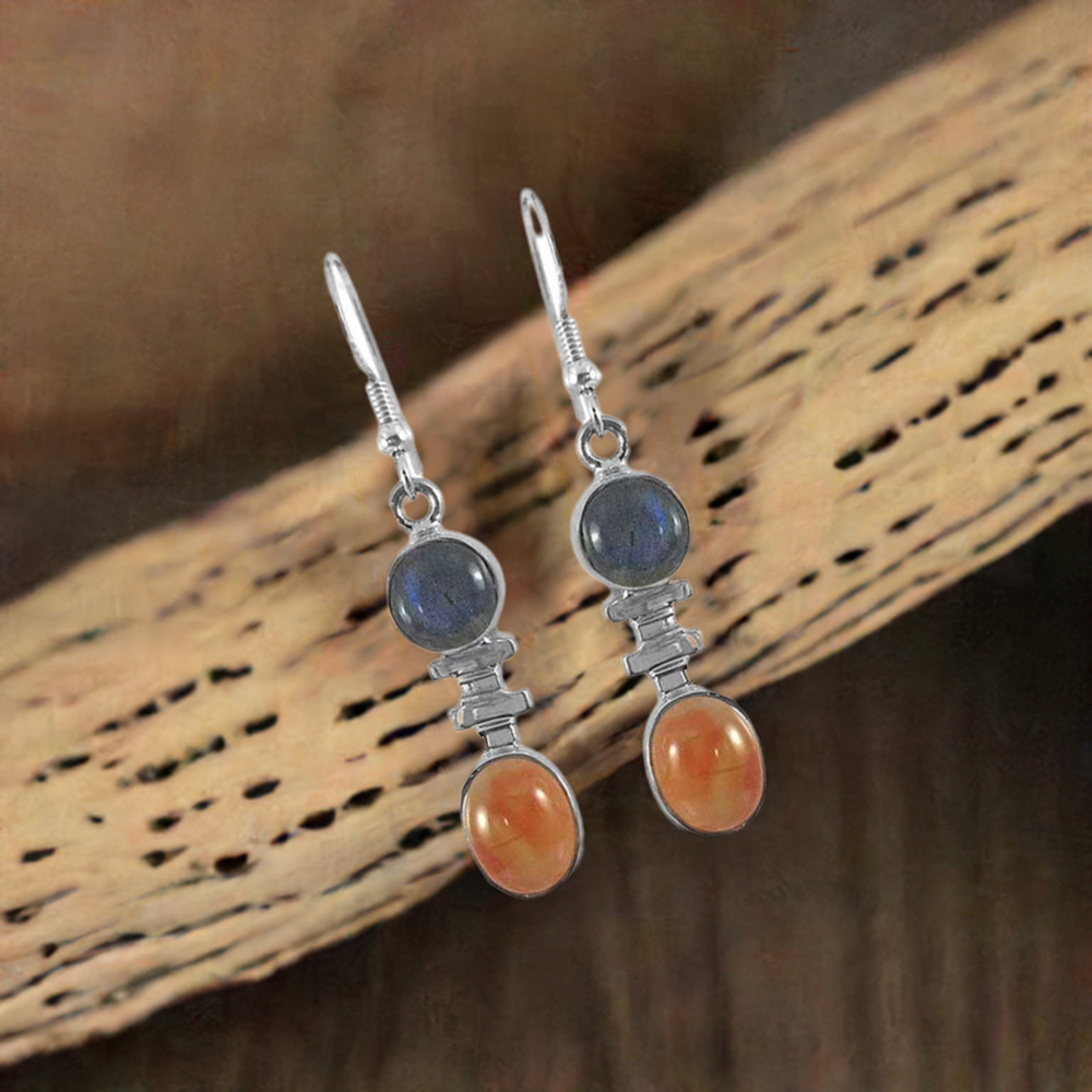 925 Sterling Silver Earrings In Semi Precious Multi Gemstone 925SE1318