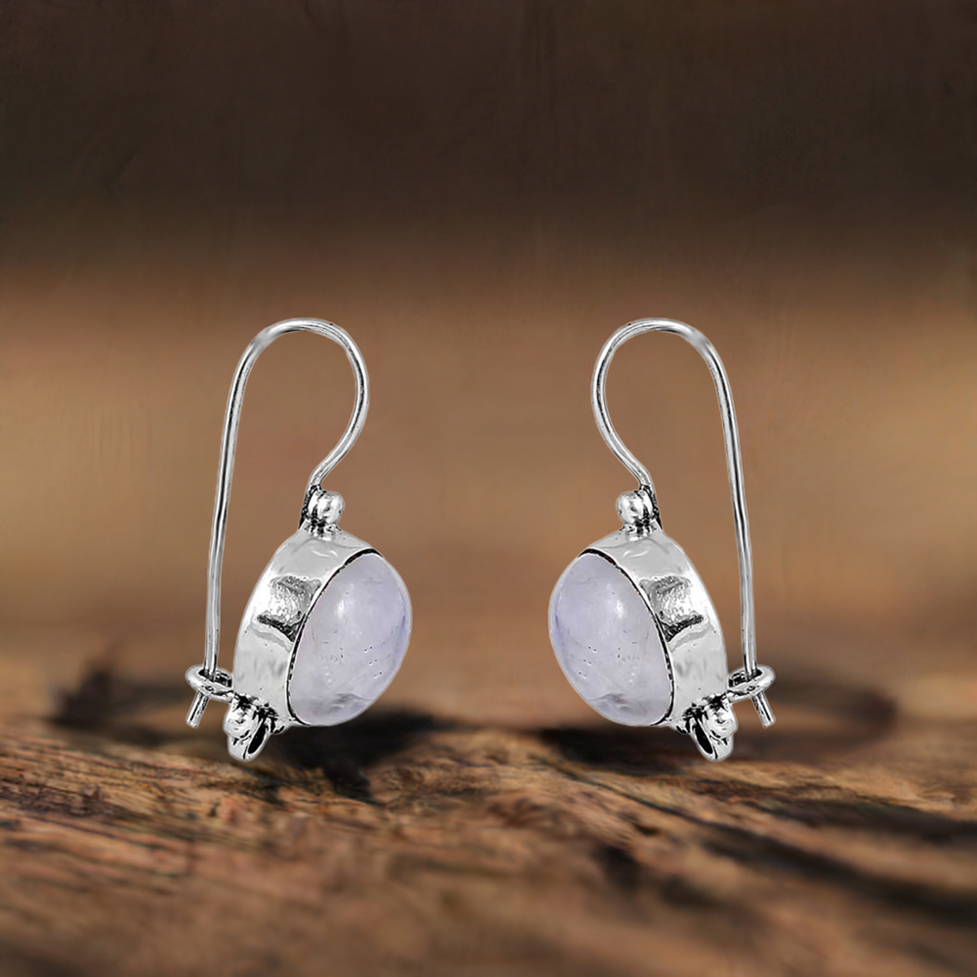 Natural Rainbow Moonstone Earring In Fine Silver Jewelry 925SE132_0