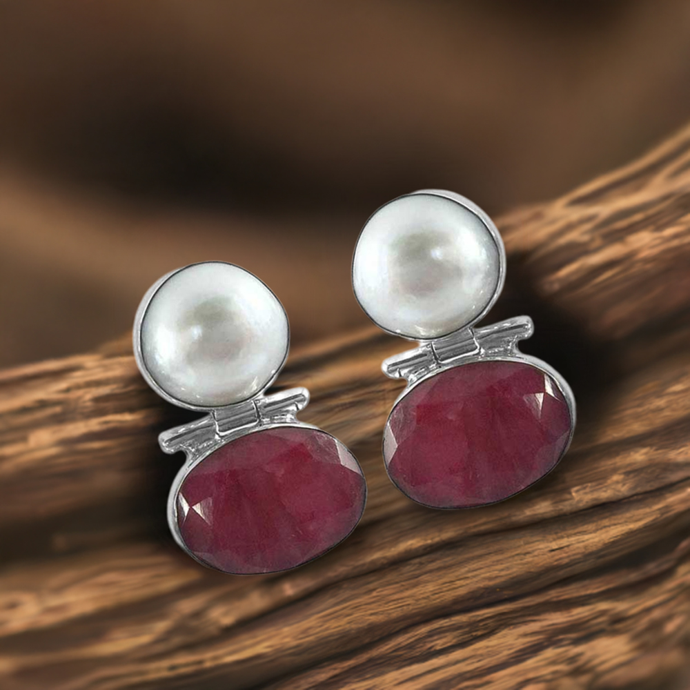 Solid 925 Silver Earrings In Natural Multi Gemstone 925SE1320