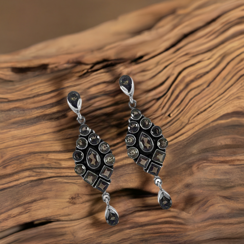 Solid 925 Silver Earrings In Semi Precious Peridot Gemstone 925SE1321