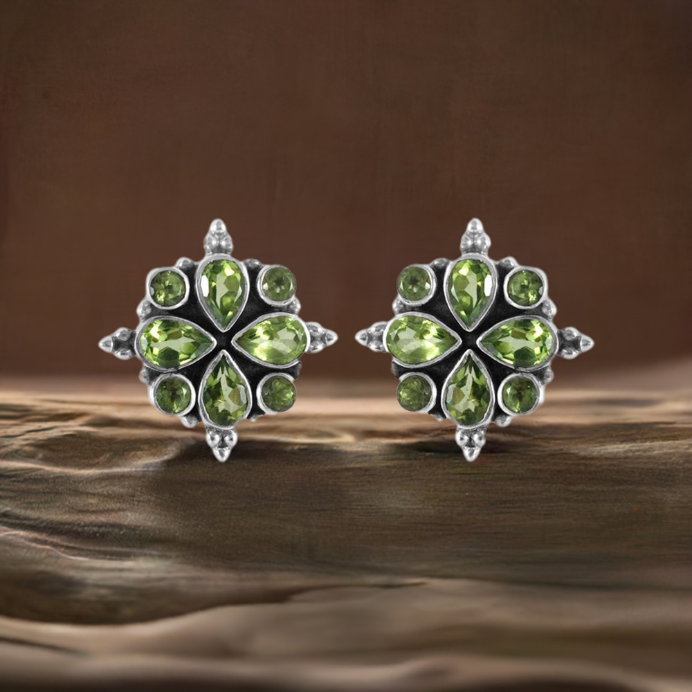 Natural Peridot Gemstone Earrings In Solid 925 Silver 925SE1329