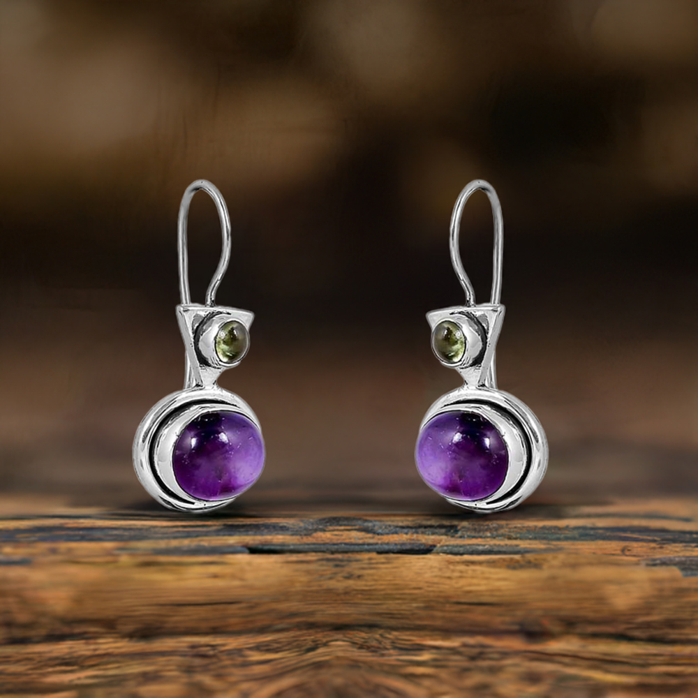 Cabochon Amethyst Gemstone Earring In 925 Sterling Silver Jewelry 925SE133