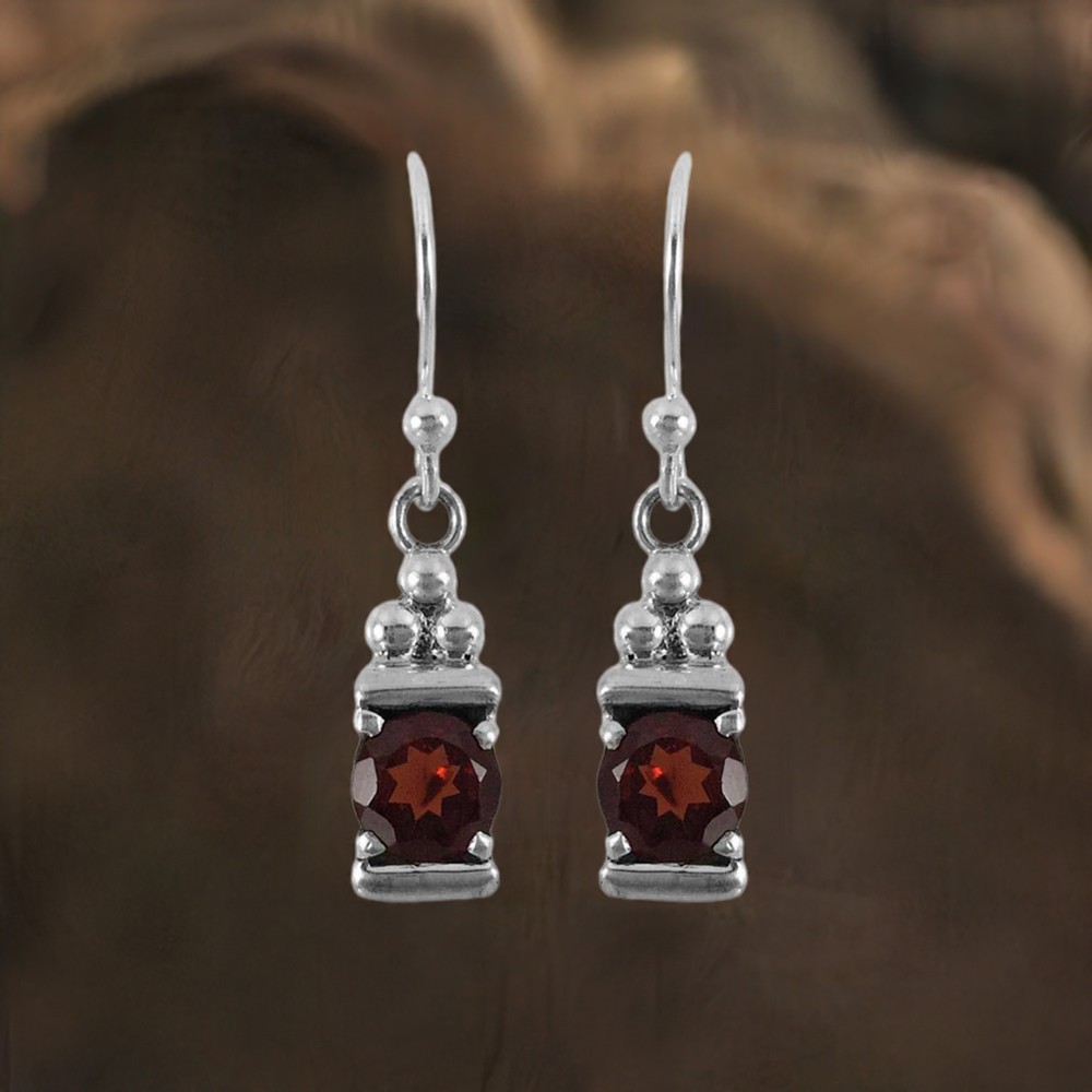 Genuine Garnet Gemstone Earrings In Solid 925 Silver 925SE1331