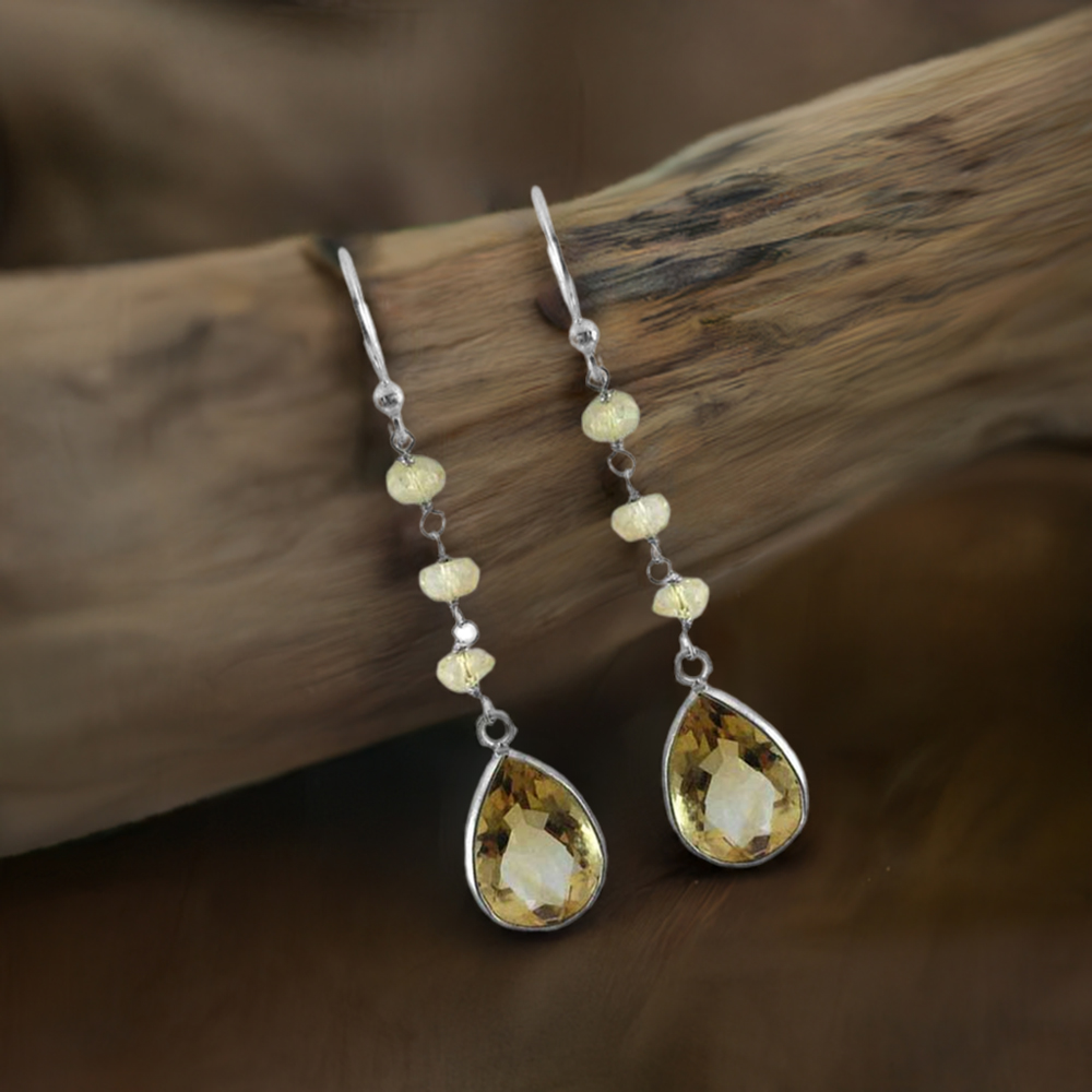 925 Sterling Silver Earrings In Semi Precious Citrine Gemstone 925SE1339