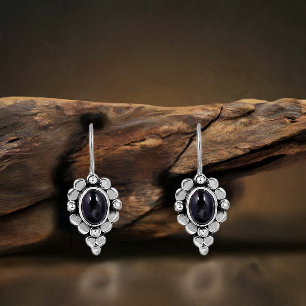 925 Fine Silver Earring In Natural Black Onyx Gemstone Jewelry 925SE134