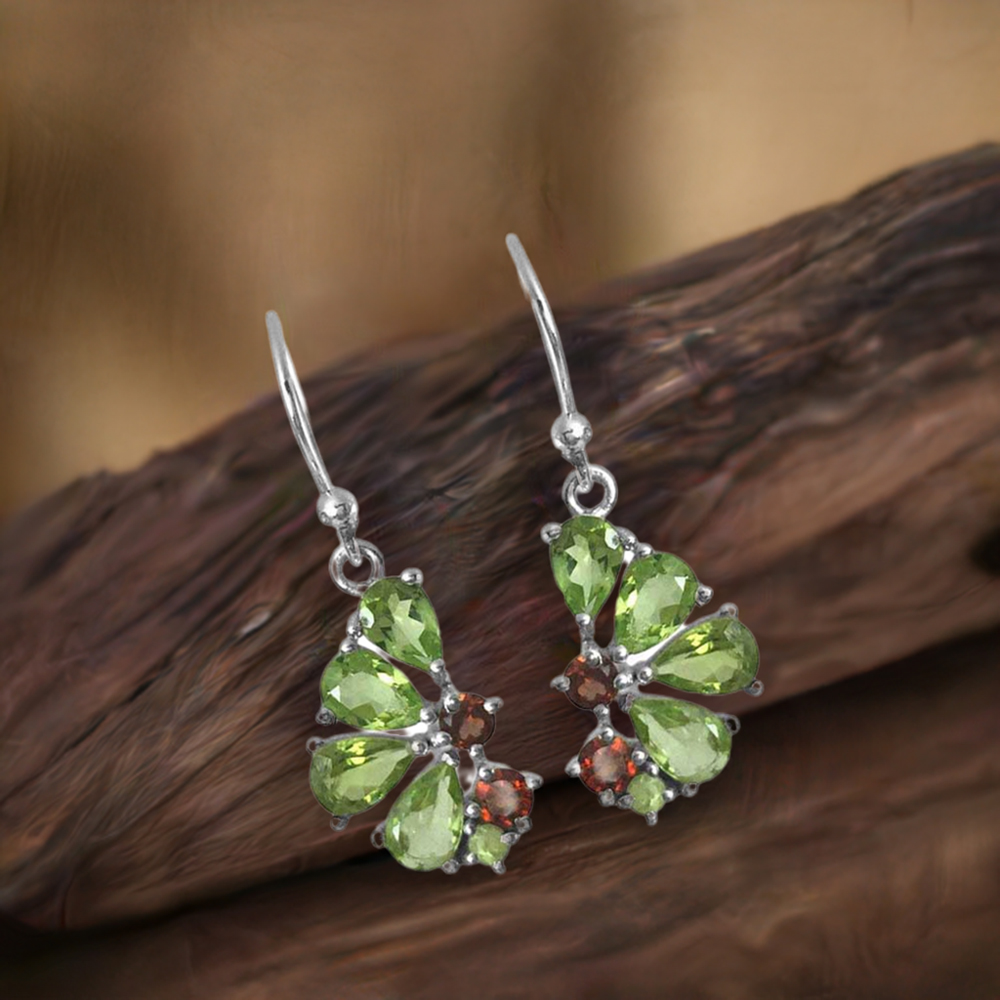 Natural Multi Gemstone Earrings In 925 Sterling Silver Jewelry 925SE1353