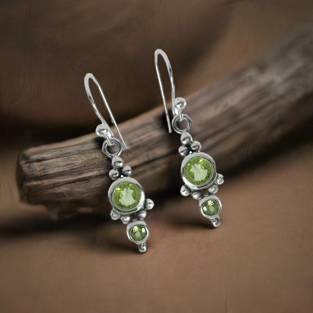 Genuine Peridot Gemstone Earrings In 925 Sterling Silver Jewelry 925SE1358