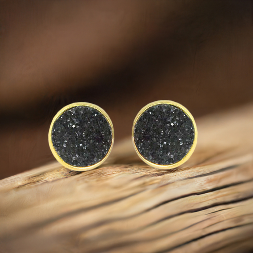 Natural Druzy Gemstone Earrings In 925 Sterling Silver Jewelry 925SE1359