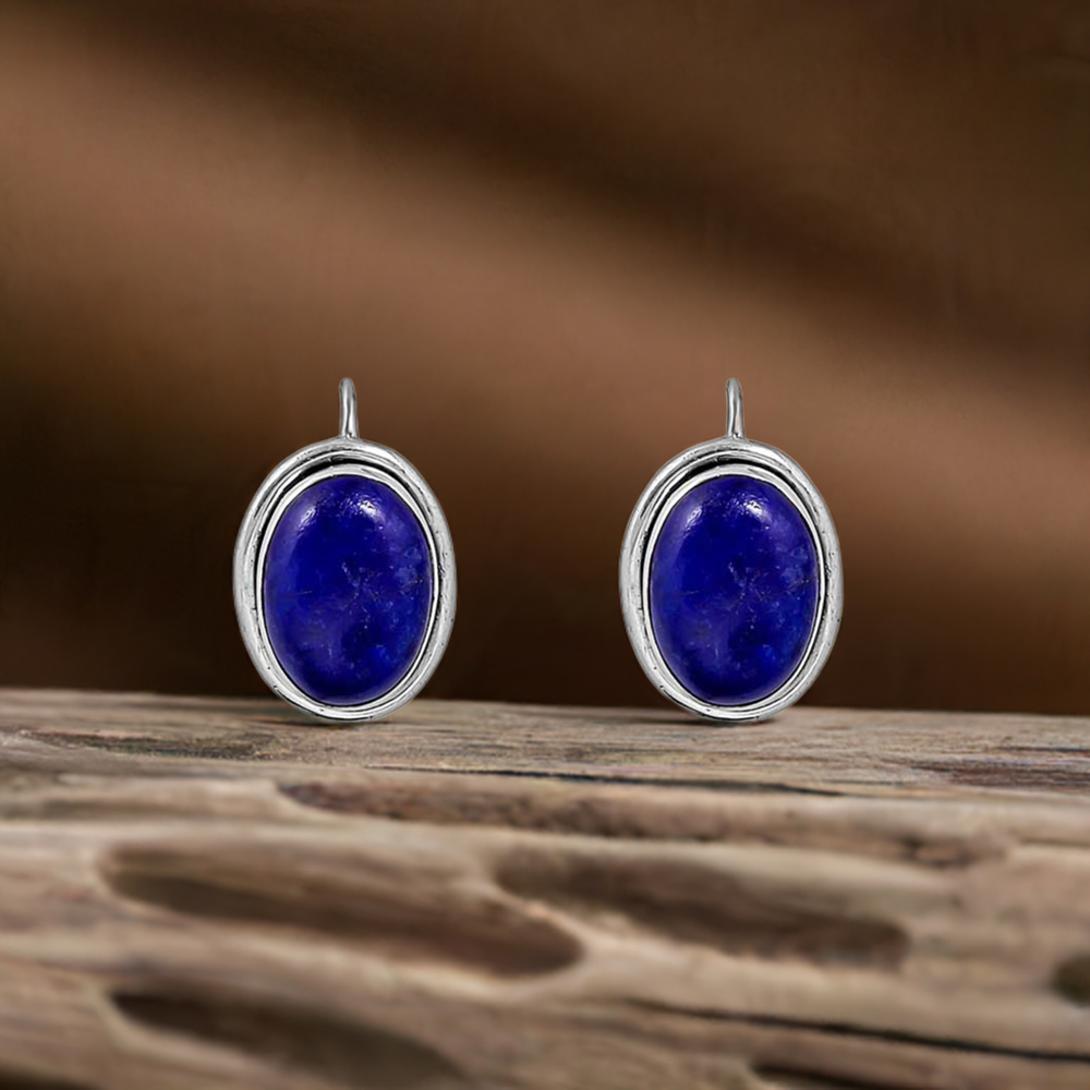 Lapis Lazuli Gemstone Earring In 925 Sterling Silver Jewelry 925SE136