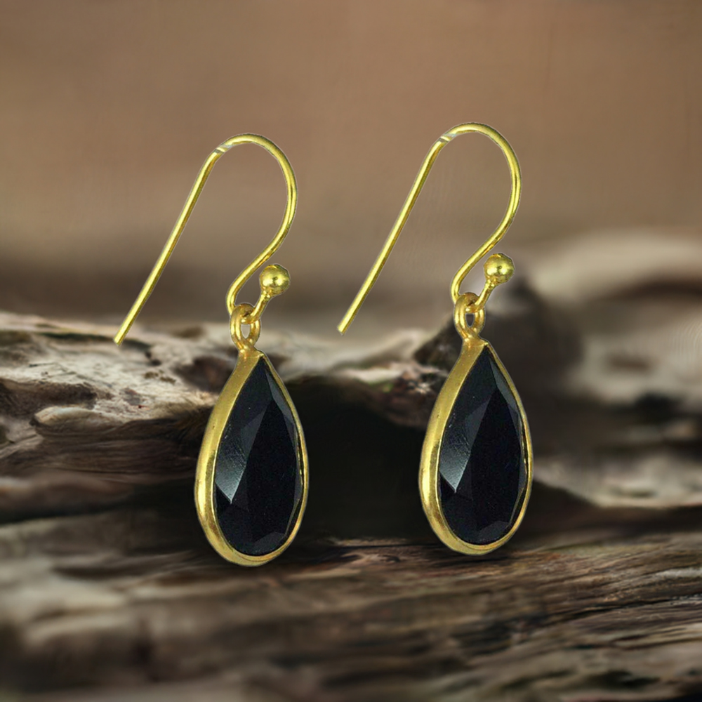 925 Sterling Silver Earrings In Black Onyx Gemstone Jewelry 925SE1362