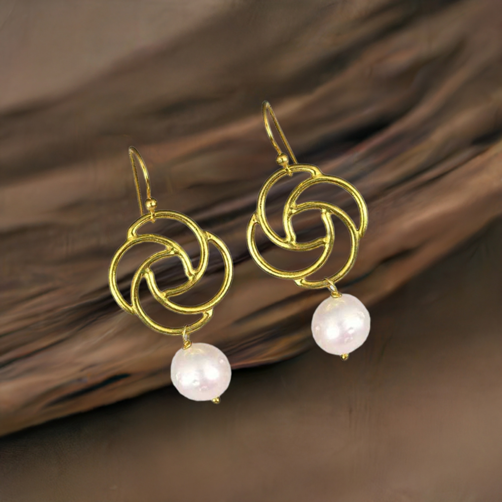 925 Sterling Silver Handmade Earrings In Pearl Gemstone Jewelry 925SE1365