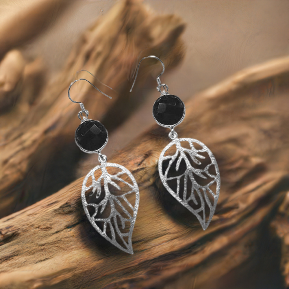 925 Sterling Silver Handmade Earrings In Black Onyx Gemstone Jewelry 925SE1376