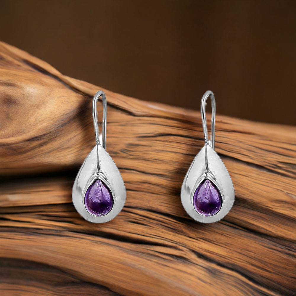 Original Items Natural Amethyst Gemstone Earring In 925 Sterling Silver Jewelry 925SE141