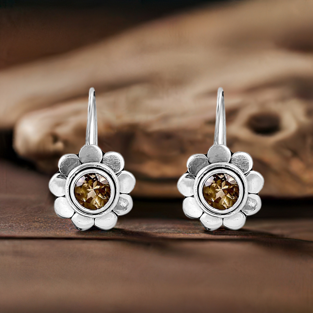 Original Citrine Semi Precious Gemstone Earring In 925 Sterling Silver Jewelry 925SE142