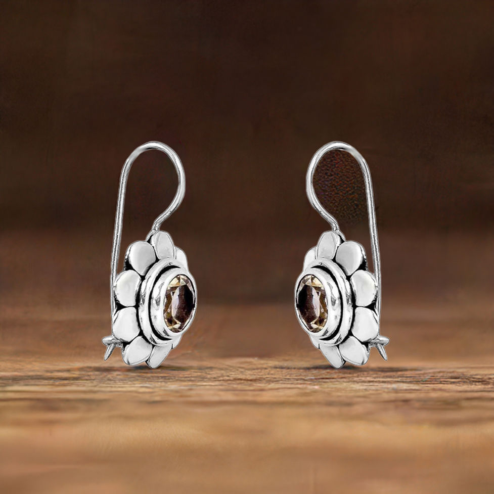 Original Citrine Semi Precious Gemstone Earring In 925 Sterling Silver Jewelry 925SE142_0